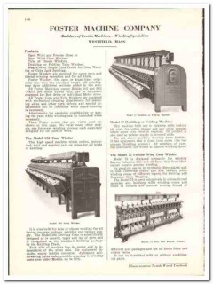Foster Machine Company 1938 vintage textile ad precise cone winder