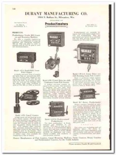 Durant Mfg Company 1938 vintage textile ad Productimeters mill counter