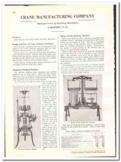 Crane Mfg Company 1938 vintage textile ad knitting machinery
