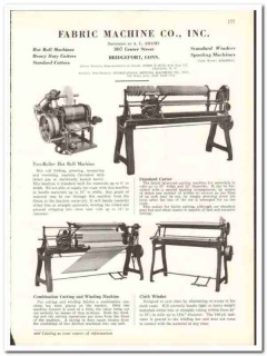 Fabric Machine Company 1938 vintage textile ad cutter hot roll winding