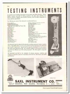 Saxl Instrument Company 1938 vintage textile ad industrial testing