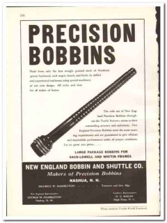 New England Bobbin Shuttle Company 1938 vintage textile ad precision New England Bobbin Shuttle Company 1938 vintage textile ad precision