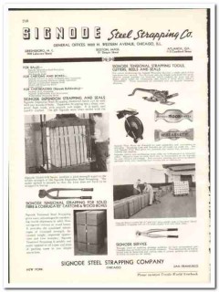 Signode Steel Strapping Company 1938 vintage industrial ad seals tools