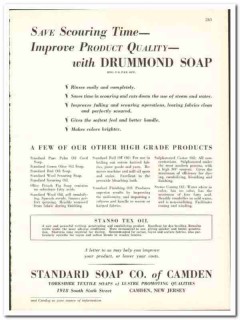 Standard Soap Company Camden 1938 vintage textile ad Drummond scouring Standard Soap Company Camden 1938 vintage textile ad Drummond scouring