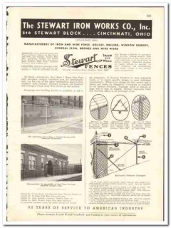 Stewart Iron Works Company 1938 vintage industrial ad fence textile Stewart Iron Works Company 1938 vintage industrial ad fence textile