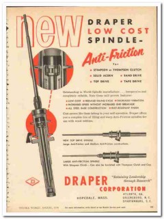 Draper Corp 1954 vintage textile ad spindle top drive anti-friction