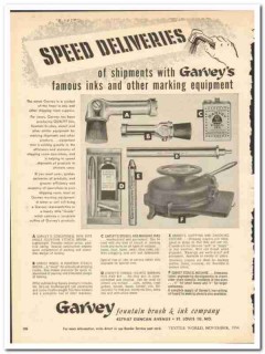 Garvey Fountain Brush Ink Company 1954 vintage industrial ad textile