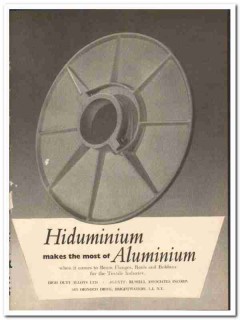 Russell Associates Inc 1954 vintage textile ad Hiduminium Aluminium