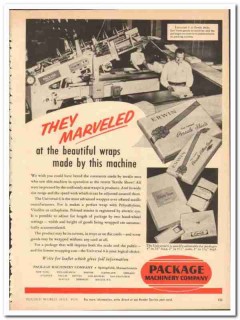 Package Machinery Company 1954 vintage textile ad marveled wraps Package Machinery Company 1954 vintage textile ad marveled wraps
