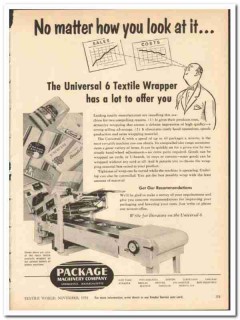 Package Machinery Company 1954 vintage textile ad wrapper look Package Machinery Company 1954 vintage textile ad wrapper look