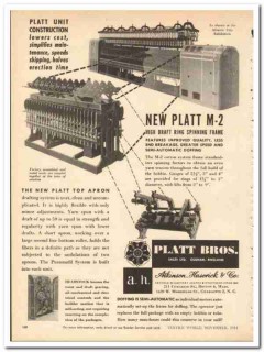 Platt Bros Sales Ltd 1954 vintage textile ad High Draft Ring Spinning Platt Bros Sales Ltd 1954 vintage textile ad High Draft Ring Spinning