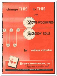 Stowe-Woodward Inc 1954 vintage textile ad Microrok Rolls rubber Stowe-Woodward Inc 1954 vintage textile ad Microrok Rolls rubber