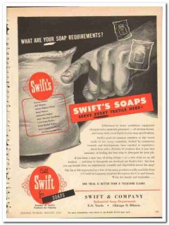 Swift Company 1954 vintage textile ad soap requirements flakes chips Swift Company 1954 vintage textile ad soap requirements flakes chips