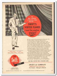 Swift Company 1954 vintage textile ad vertex flakes Bell Worcester MA