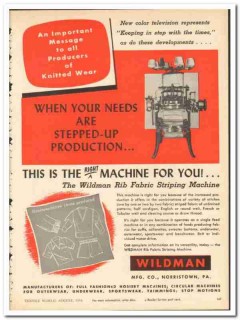 Wildman Mfg Company 1954 vintage textile ad fabric stripping machine
