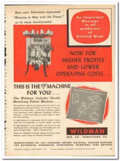 Wildman Mfg Company 1954 vintage textile ad revolving fabric machine