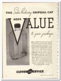 Owens-Illinois Glass Company 1935 vintage ad Gripseal Cap value