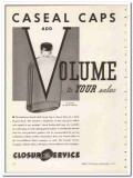 Owens-Illinois Glass Company 1935 vintage ad Caseal Caps volume sales Owens-Illinois Glass Company 1935 vintage ad Caseal Caps volume sales