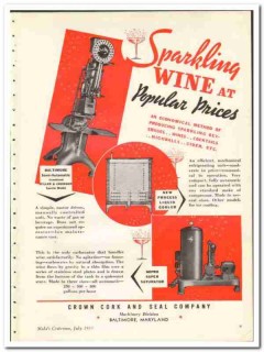 Crown Cork Seal Company 1935 vintage glass ad sparkling carbonator