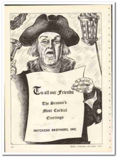 Fritzsche Brothers Inc 1935 vintage wine liquor ad Seasons Greetings