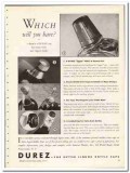 General Plastics Inc 1935 vintage wine liquor ad Durez bottle caps