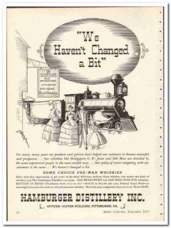 Hamburger Distillery Inc 1935 vintage whiskey ad Bridgeport Moss bit
