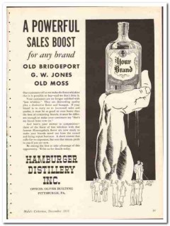 Hamburger Distillery Inc 1935 vintage whiskey ad rye sales boost