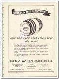 John A Wathen Distillery Company 1935 vintage whiskey ad aged right John A Wathen Distillery Company 1935 vintage whiskey ad aged right