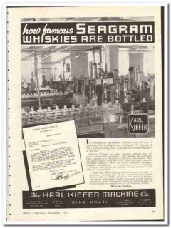Karl Kiefer Machine Company 1935 vintage whiskey ad Seagram bottled