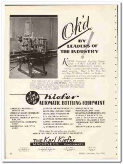 Karl Kiefer Machine Company 1935 vintage whiskey ad bottling equipment