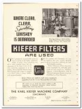 Karl Kiefer Machine Company 1935 vintage whiskey ad filters sparkling