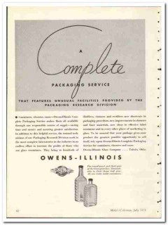 Owens-Illinois Glass Company 1935 vintage ad closure packaging service