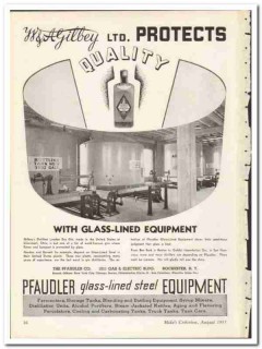 Pfaudler Company 1935 vintage glass ad Gilbey Protects Quality