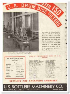 U S Bottlers Machinery Company 1935 vintage glass ad Drum Disc Filters