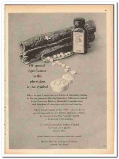 Davies Rose Company 1959 vintage medical ad Quinidine Sulfate cinchona