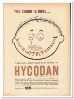 Endo Laboratories 1959 medical vintage ad Hycodan cough grandfather