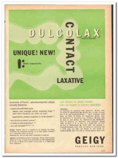 Geigy 1959 vintage medical ad Dulcolax contact laxative colonic mucosa