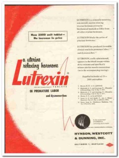 Hynson Wescott Dunning Inc 1959 vintage medical ad Lutrexin hormone