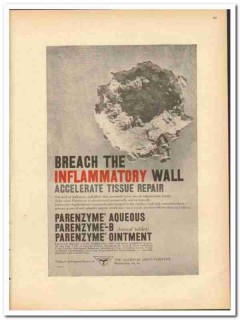 National Drug Company 1959 vintage medical ad Parenzyme inflammatory