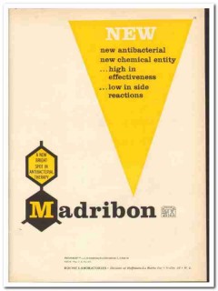 Hoffmann-La Roche Inc 1959 vintage medical ad Madribon antibacterial