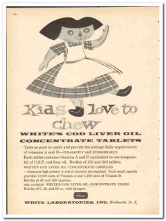 White Laboratories Inc 1959 vintage medical ad Cod Liver Oil kids White Laboratories Inc 1959 vintage medical ad Cod Liver Oil kids