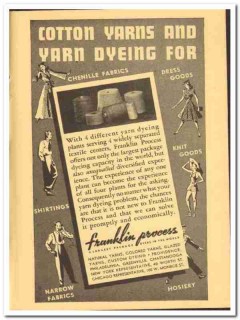 Franklin Process Company 1941 vintage textile ad cotton yarn dyeing