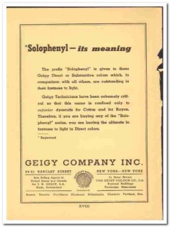 Geigy Company 1941 vintage textile ad Solophenyl cotton rayon dyestuff