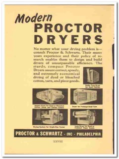 Proctor Schwartz Inc 1941 vintage textile ad Dryers roller impact loop Proctor Schwartz Inc 1941 vintage textile ad Dryers roller impact loop