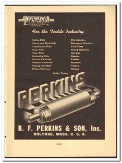 B F Perkins Son Inc 1949 vintage textile ad cotton wool rolls calender