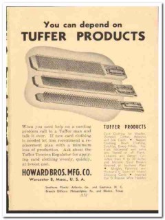Howard Bros Mfg Company 1949 vintage textile ad Tuffer Products Howard Bros Mfg Company 1949 vintage textile ad Tuffer Products