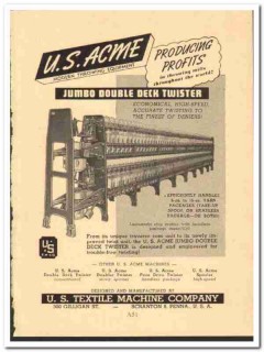 U S Textile Machine Company 1949 vintage textile ad twister Acme