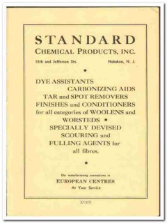 Standard Chemical Products Inc 1938 vintage ad textile woolen worsted