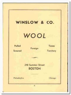 Winslow Company 1938 vintage textile ad wool pulled scoured foreign