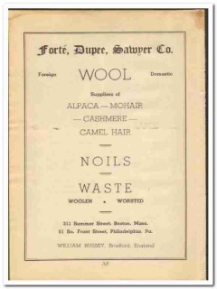 Forte Dupree Sawyer Company 1948 vintage textile ad wool alpaca mohair